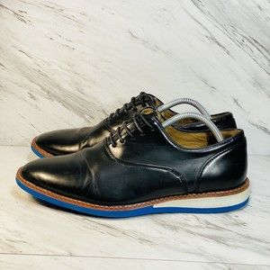 Tayno "Walton" Black Vegan Leather Contrast Sole Casual Dress Comfort Shoe Sz10